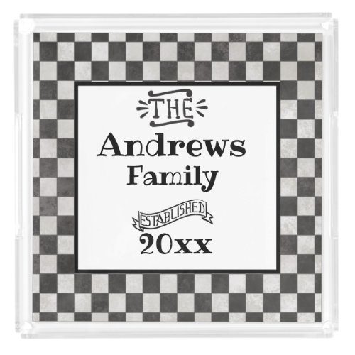 Checkerboard Typography Customizable Acrylic Tray