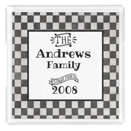 Checkerboard Typography Customizable Family Acrylic Tray