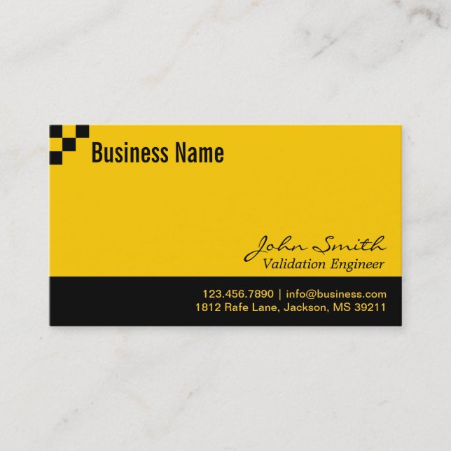 Checkerboard Validation Engineer Business Card (Front)