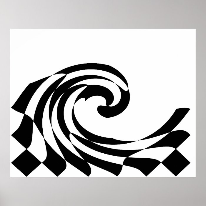 Checkerboard Wave Poster