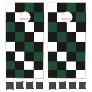 Checkerboard White Black Green Checks