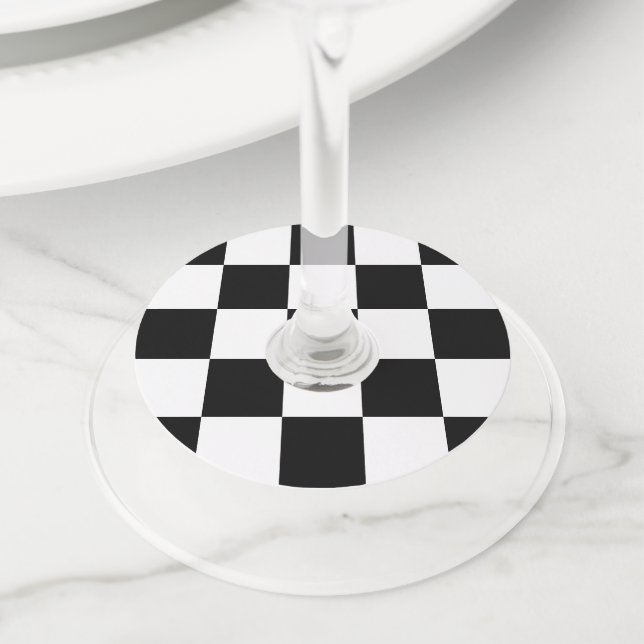 Checkerboard Wine Glass Tag (Close Up)
