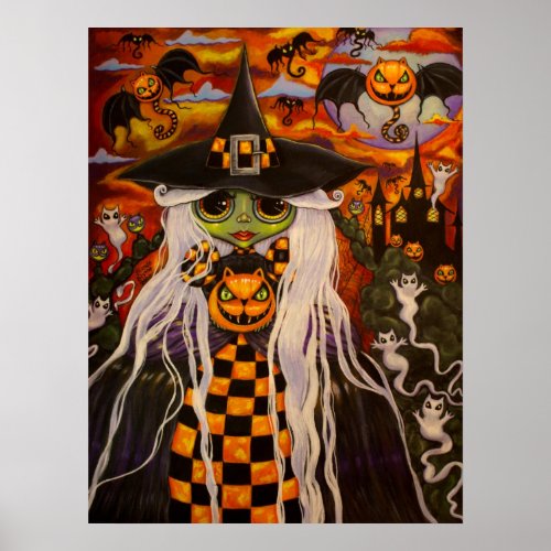 Checkerboard Witch Poster