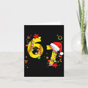 Checkered 67 Softball Santa Hat Christmas Six Seve Card