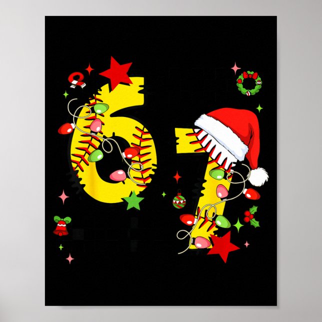 Checkered 67 Softball Santa Hat Christmas Six Seve Poster (Front)
