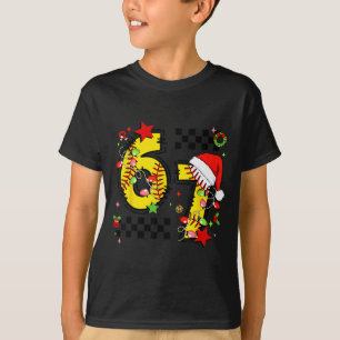 Checkered 67 Softball Santa Hat Christmas Six Seve T-Shirt