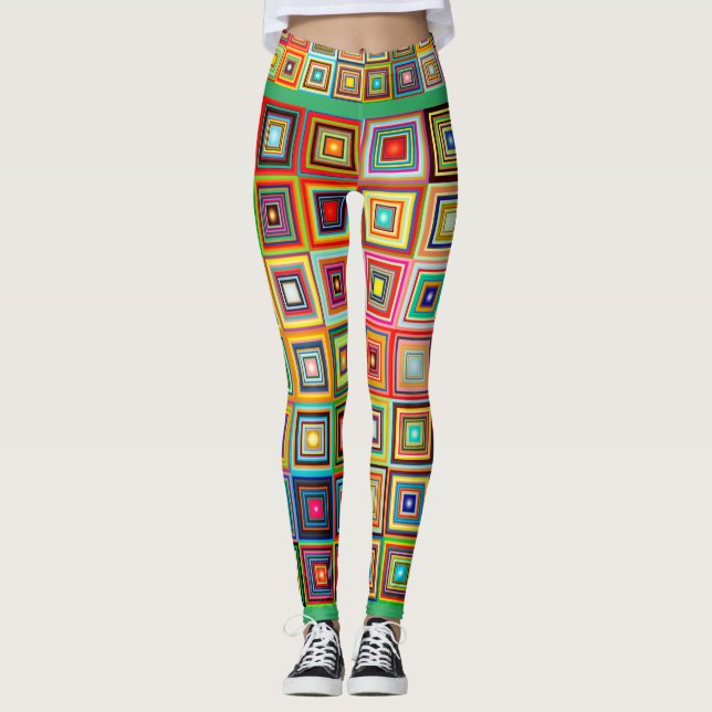 Checkered Abstract Trendy Leggings (Front)