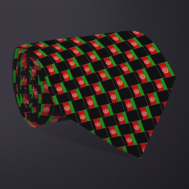 Checkered Afghanistan Flag Pattern  Neck Tie (Creator Uploaded)