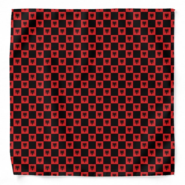 Checkered Albania Flag Pattern  Bandana (Front)