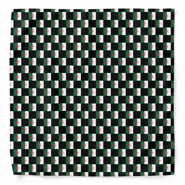 Checkered Algeria Flag Pattern  Bandana (Front)