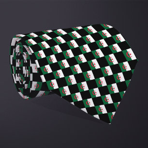 Checkered Algeria Flag Pattern Neck Tie