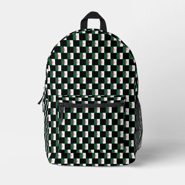 Checkered Algeria Flag Pattern  Printed Backpack (Front)