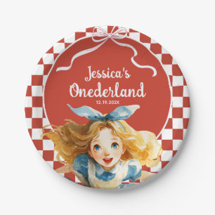 Checkered Alice in ONEDERLAND 1st Birthday Party Paper Plates
