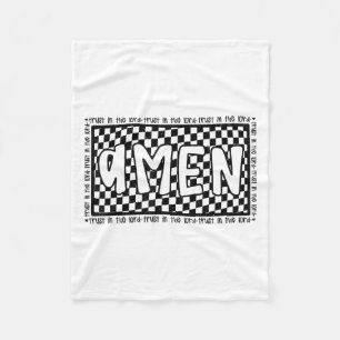 Checkered Amen Vintage Jesus Bible Verse Christian Fleece Blanket