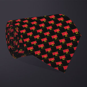 Checkered Angola Flag Pattern Neck Tie