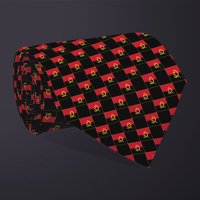 Checkered Angola Flag Pattern  Neck Tie (Creator Uploaded)