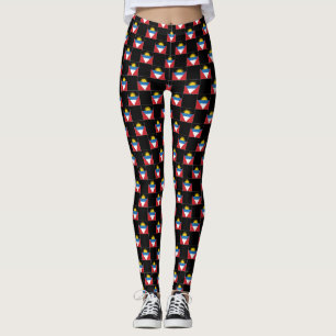 Checkered Antigua and Barbuda Flag Pattern Leggings