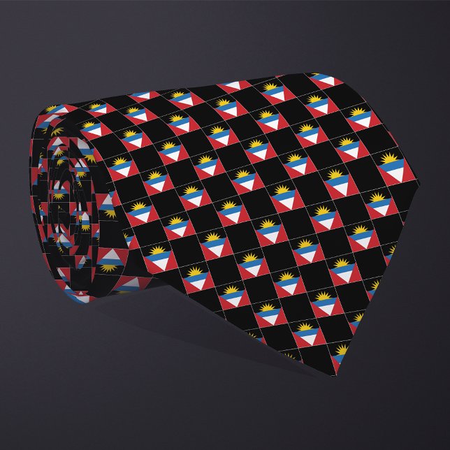 Checkered Antigua and Barbuda Flag Pattern  Neck Tie (Creator Uploaded)