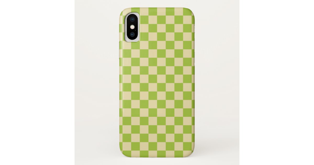 Checkered Apple Green and Beige CaseMate iPhone Case Zazzle
