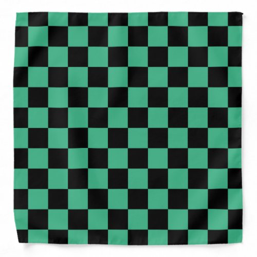 Checkered Aqua Green and Black Bandana