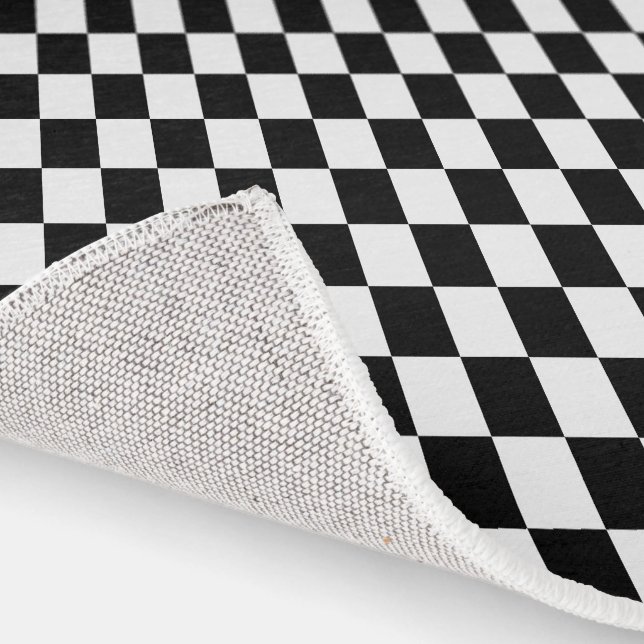 Checkered Area Rug 7x5 Black & White Check Pattern (Indoor)