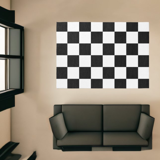 Checkered Area Rug Big Black & White Check Squares (Insitu (Indoor 1))