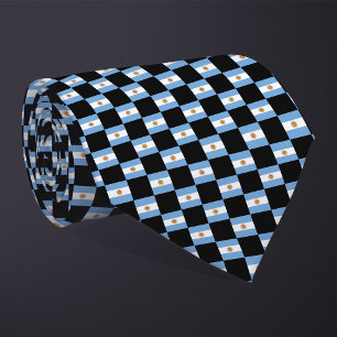 Checkered Argentina Flag Pattern Neck Tie