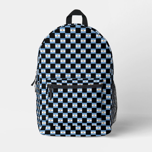 Checkered Argentina Flag Pattern  Printed Backpack (Front)