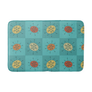 Checkered Atomic Age Turquoise Bath Mat