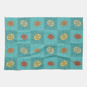 Checkered Atomic Age Turquoise Kitchen Towel