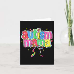 Checkered Autism Mama Coquette Bow Autism Awarenes Card