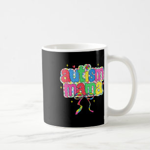 Checkered Autism Mama Coquette Bow Autism Awarenes Coffee Mug