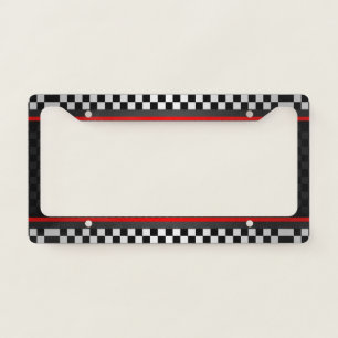 Checkered Auto Racing Design License Plate Frame