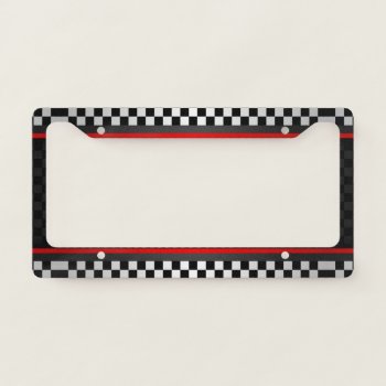 Checkered Auto Racing Design License Plate Frame by SjasisSportsSpace at Zazzle