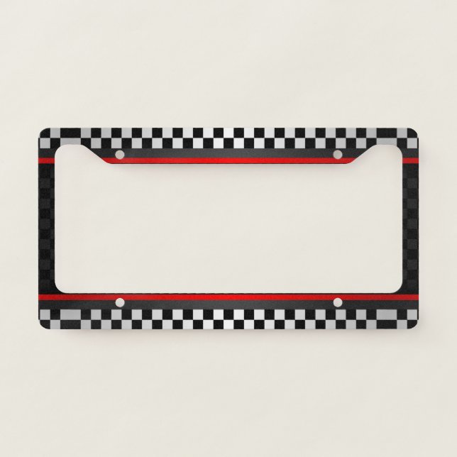 Checkered Auto Racing Design License Plate Frame (Front)