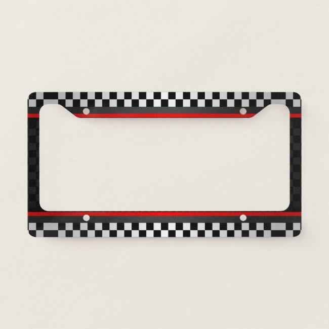 Checkered Auto Racing Design License Plate Frame