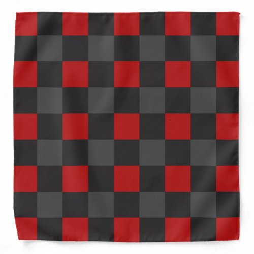 Checkered Bandana with Red Gray and Black Colors