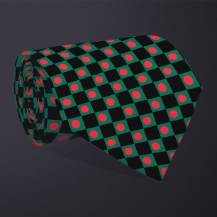 Checkered Bangladesh Flag Pattern  Neck Tie