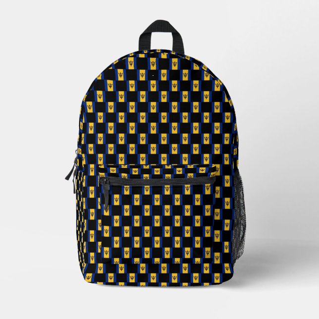 Checkered Barbados Flag Pattern  Printed Backpack (Front)