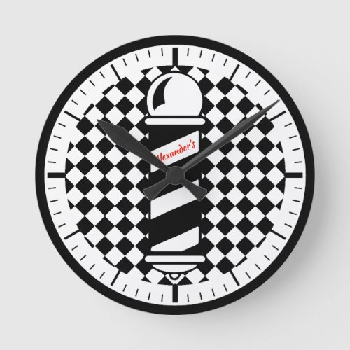 Checkered Barberpole Clock