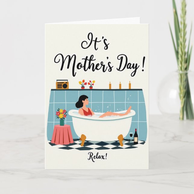 Checkered Bathtime Bliss Card (Front)