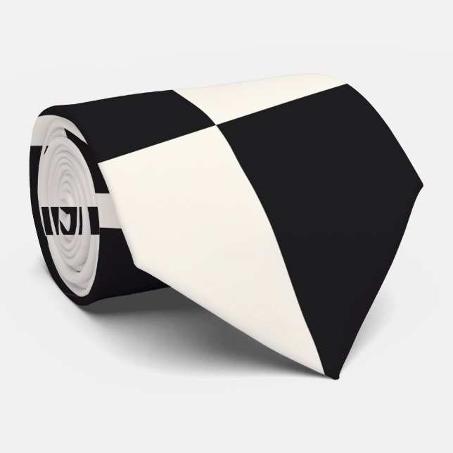 Checkered beauty black and white neck tie (Rolled)