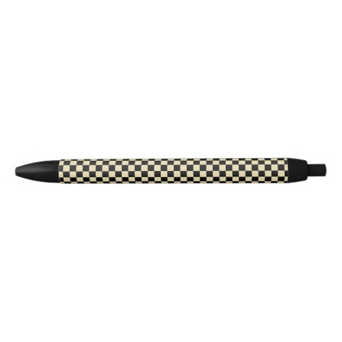 Checkered Beige and Black Black Ink Pen