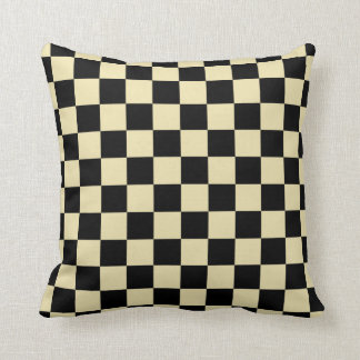 Checkered Beige and Black Throw Pillow