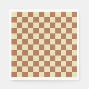 Checkered Beige and Brown Paper Napkins