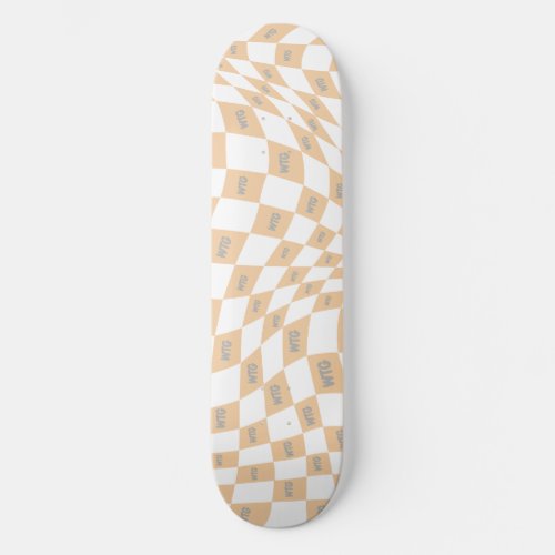 checkered beige and grey modern retro  skateboard