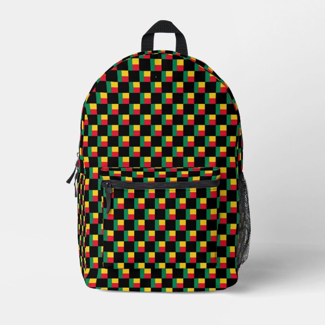Checkered Benin Flag Pattern  Printed Backpack (Front)