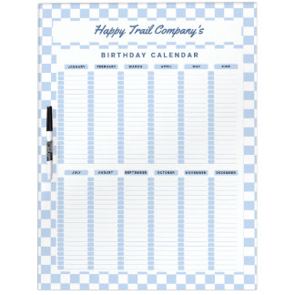Checkered Birthday/Anniversary Calendar Dry Erase Board