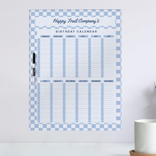 Checkered Birthday/Anniversary Calendar Dry Erase Board