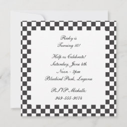 Checkered Birthday Invitation | Zazzle